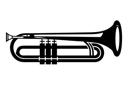 contrabass trombone instrument silhouette illustration for classical orchestra brass music performance and acoustic design