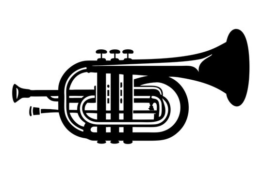 baritone horn instrument silhouette illustration for music brass band orchestra and classical design