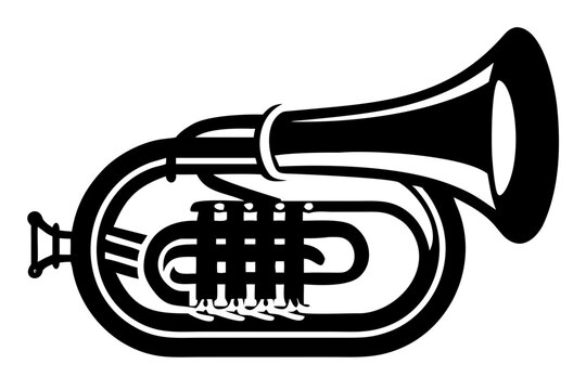 sousaphone instrument silhouette illustration for marching band music parade and brass performance design