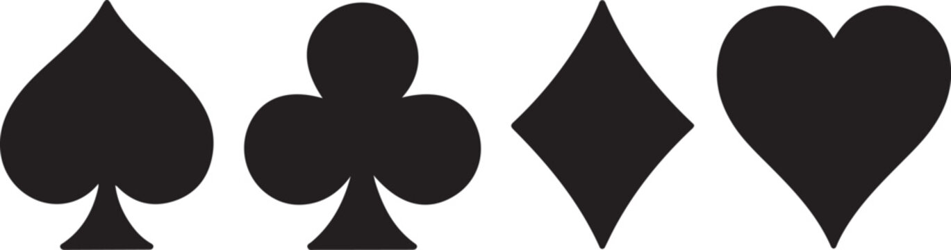 Black suits playing cards icon on white background. Royal suits playing cards icon. Playing card.