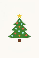 Obraz premium Cute Flat Style Christmas Tree Festival Illustration