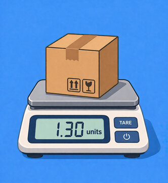 Digital Shipping Scale Weighing a Cardboard Package