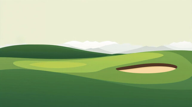 Flat vector graphic of a golf course 