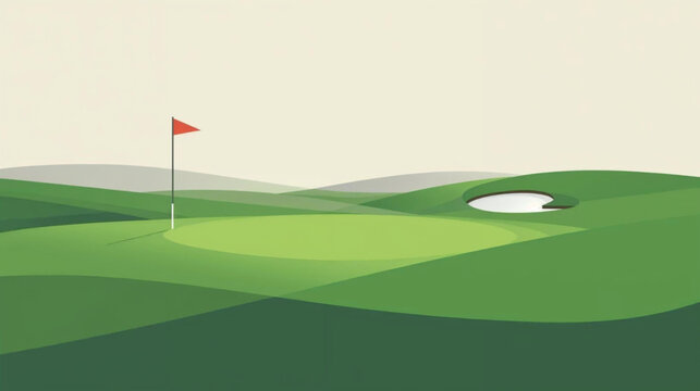 Flat vector graphic of a golf course 