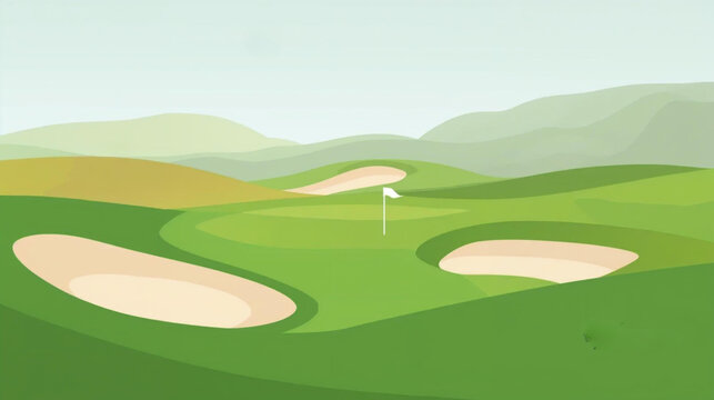 Flat vector graphic of a golf course 