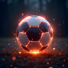 Naklejka premium Glowing Energy Soccer Ball – Futuristic Sports Particle Concept
