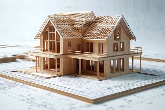 Wooden House Under Construction &ndash; Architectural 3D Model