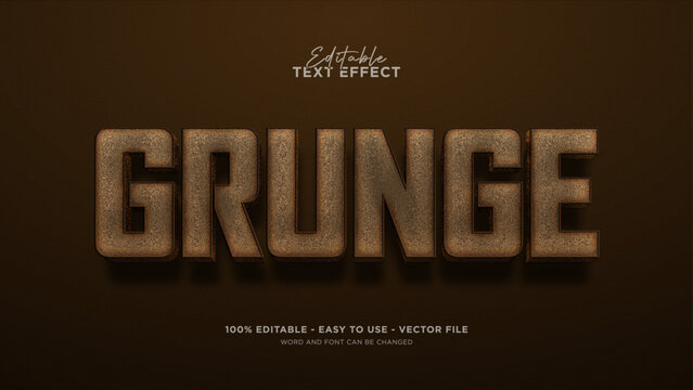 Editable grunge 3d text effect, rust text style effect