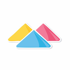 Fototapeta premium Three colorful triangles on white background