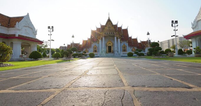 Wat Benchamabophit the Marble Temple sunset light in Bangkok city sightseeing travel Bangkok Thailand