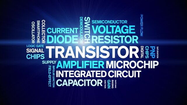 Transistor animated word cloud-text design animation tag kinetic typography seamless loop.