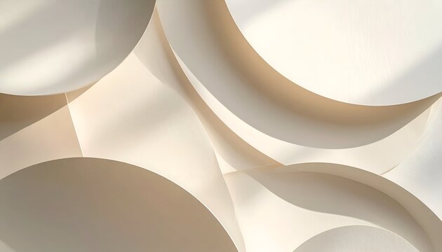 Abstract curves and shadows form an intriguing pattern of light and depth in soft, warm tones