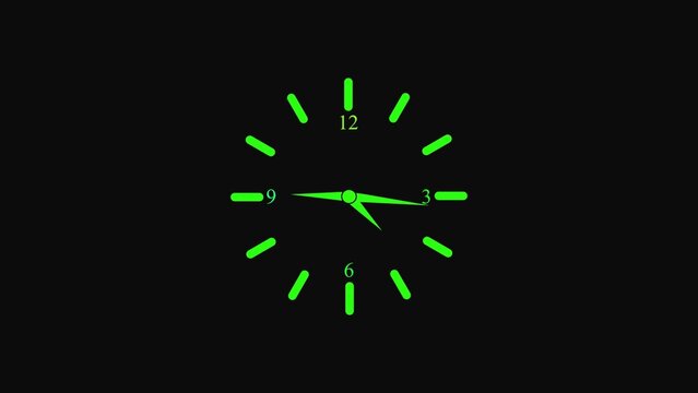 Green glow in the dark clock face with black background 1