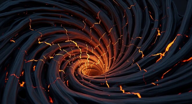 Abstract Fiery Vortex Swirl with Glowing Cracks.