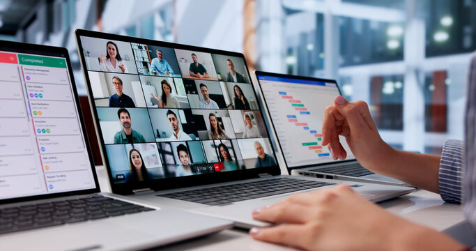 Young Woman Shares Ideas During Virtual Business Meeting