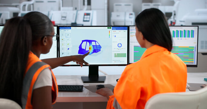 Engineer Reviews 3D Structural Simulation Data