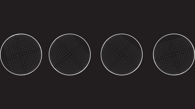 4k footage animation of set earth with black and white bnw color retro futuristic elements for design. full screen earth rotate bnw. Abstract graphic geometric symbol and object in y2k style.