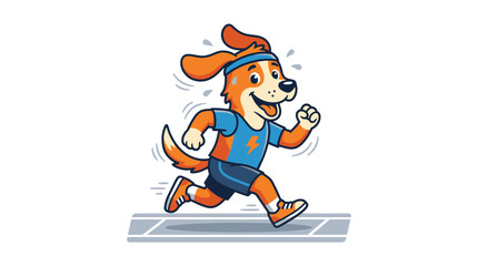 Naklejka premium Happy Running Dog Mascot Vector Illustration. Energetic Cartoon Puppy
