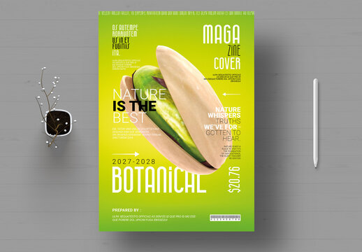 Botanical Cover Magazine Template Layout