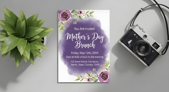 Mother's day brunch invitation card design vector