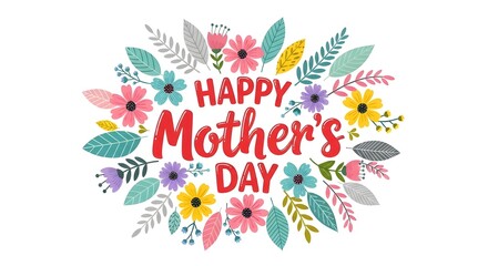 Obraz premium Happy mother's day greeting with floral flowers background