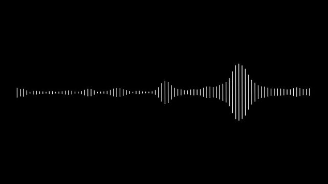 White Audio Waveform Spectrum Animation, Music Bar looping concept. Sound Wave Visualizer with Alpha Channel black transparent Background.