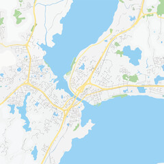 Obraz premium A map of a coastal area with roads and water bodies
