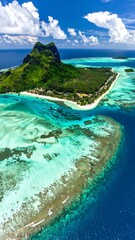 Obraz premium Aerial view of a tropical island with turquoise waters