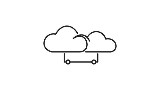 Hybrid Cloud Computing and Network Connectivity Vector Icon with Editable Stroke. Minimalist Black Line Illustration of Interconnected Clouds for Data Storage, Technology, and IT Infrastructure.