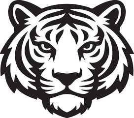 Obraz premium Tiger head silhouette black and white graphic design on a white background