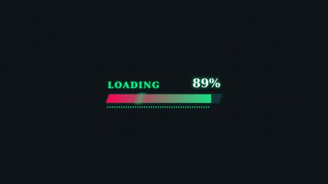 Futuristic loading bar animation with gradient and percentage