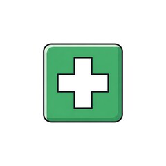 Obraz premium Green Square Medical Cross Icon.