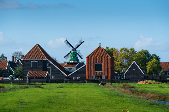 Traditional Dutch windmills at Zaanse Schans.