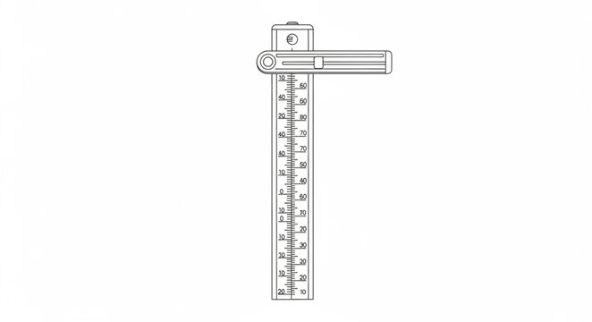 A detailed vector illustration of a T-square ruler with measurement markings, ideal for technical drawing and drafting applications