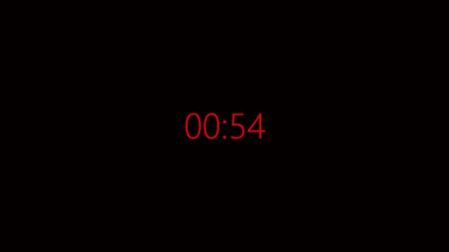 One Minute Countdown Animation Stopwatch Timer on Black Background