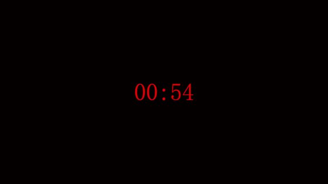 One Minute Countdown Animation Stopwatch Timer on Black Background