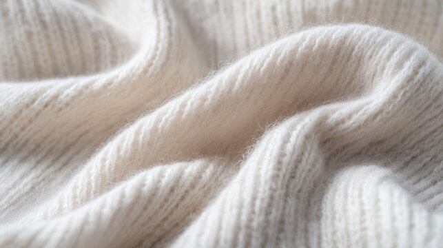 Close-up of soft white wool knit texture background