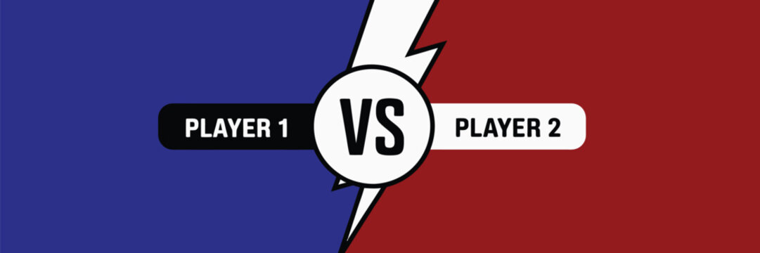 Versus Battle Background with Player One vs Player Two Layout, Dynamic Fighting Game Screen Design, Competitive Duel Interface, Esports Match Template Vector Illustration
