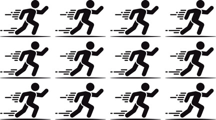 Rushing Silhouette: A dynamic pattern of silhouetted figures sprinting forward, each embodying the essence of speed and movement in a visually striking composition. © Abdul Latif