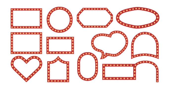 Retro Lightbox Vector Templates in Different Shapes, Lightbulb Sign Designs