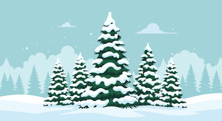 Fototapeta premium Snowy forest scene
