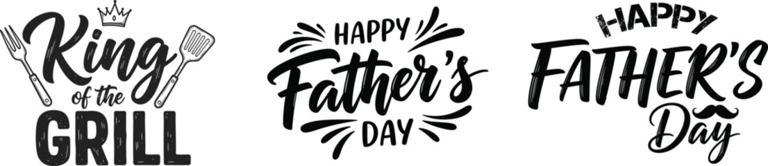 Obraz premium Happy father's day grill master king dad typography for celebrations
