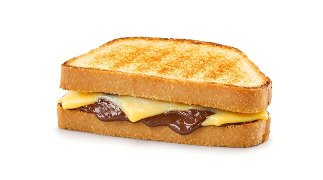 Delicious Grilled Cheese Sandwich with Melted Cheese and Chocolate Spread on White Bread