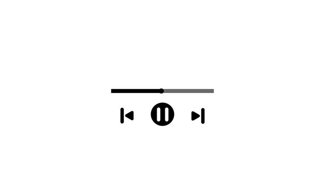 Play or pause button animation. Music or video play bar icon animation.