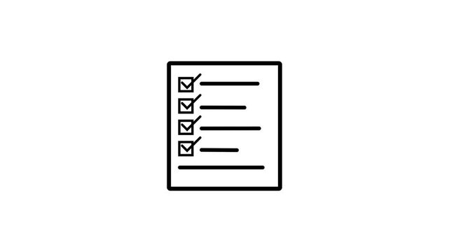 Checklist check mark icon on to do list document paper animation background.