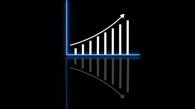 Abstract glowing business graph chart animation background Business Growth and Success Arrow Iconographic Animation of a business infographics.