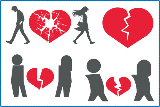 relationship love sorrow silhouette vector separation divorce symbol