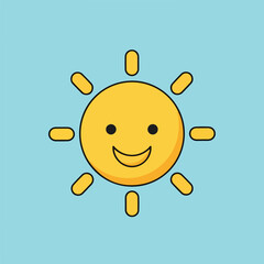 Obraz premium A smiling sun with a yellow face and black eyes