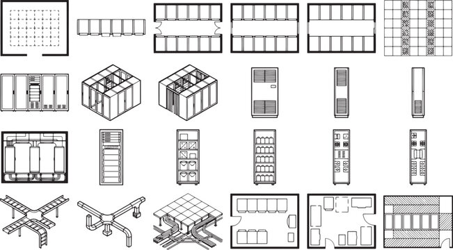 Architectural blueprint drawings and schematics, a detailed collection of architectural drawings and schematics with clean lines and precise detailing for blueprints and technical illustrations. 