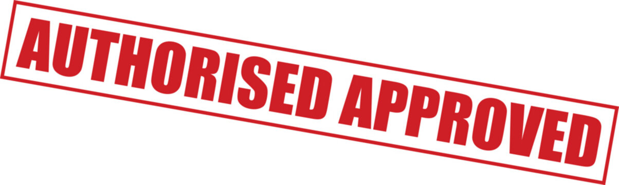 Red authorised approved stamp with bold text